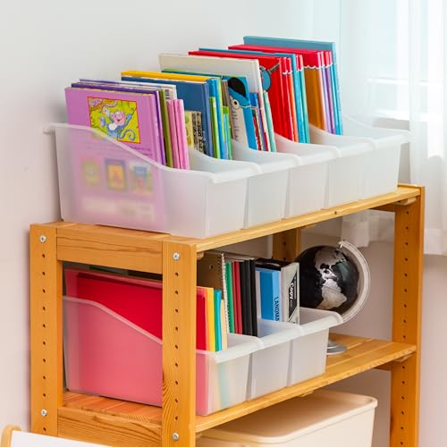 IRIS USA 8-Pack Connecting Clear Magazine & Book Bins for Classroom & Office Storage