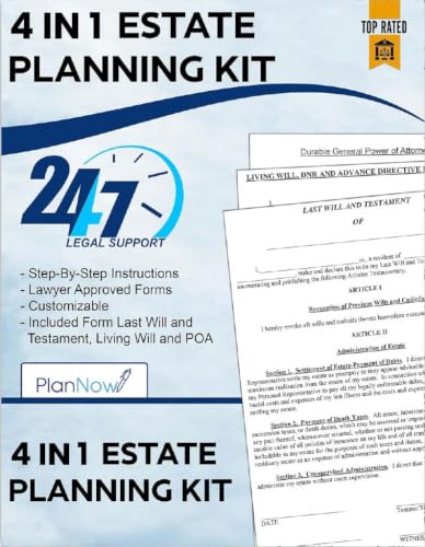 PlanNow 4-in-1 Estate Planning Kit: Last Will, Financial POA, Medical POA (Pack of 1)