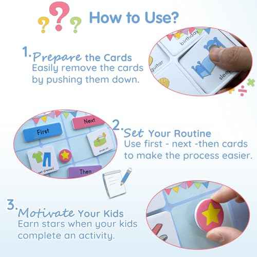 Magnetic Visual Schedule for Kids, Morning & Bedtime Routine Chart for toddlers, Magnetic Chore Chart, Customizable Daily Planner with 171 magnets ADHD, Autism Learning Material Gift for Kids