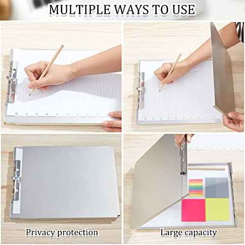 Henoyso Metal Storage Clipboard Bulk Heavy Duty Aluminum Clip Board for Teacher Contractor Medical Construction Office School Classroom, 12.6x9.2x1 Inch, Fit Letter Size 8.5x11 Inch Paper (2 Pcs)
