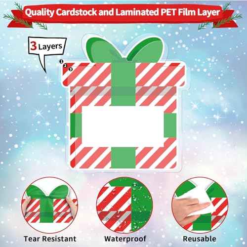 Christmas Bulletin Board Decoration Set Xmas Gift Boxes Borders Cutouts for Party School Classroom Door Welcome Bulletin Board Craft Home Wall (Our Class is a Gift)
