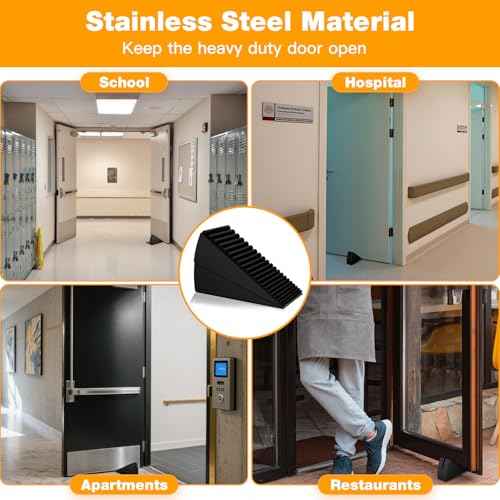 4 Pack Heavy Duty Metal Door Stop, Strongest Large Adjustable Spring Door Stopper Up to 3 inch Tall, Door Stoppers for Bottom of Door, Black Rubber Door Wedge for Any Heavy Doors