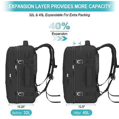 Carry On Backpack, 42L Flight Approved Travel Backpack for Men Women,Airline Approved Gym Backpack Waterproof Business Laptop Daypack Laptop Backpack,Casual Daypack for Business Weekend Hiking