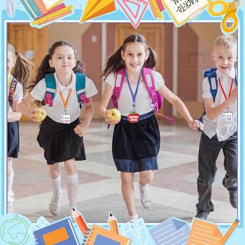 12-Pack Wooden Hall Pass Lanyards for Classroom, Office & Restroom Use