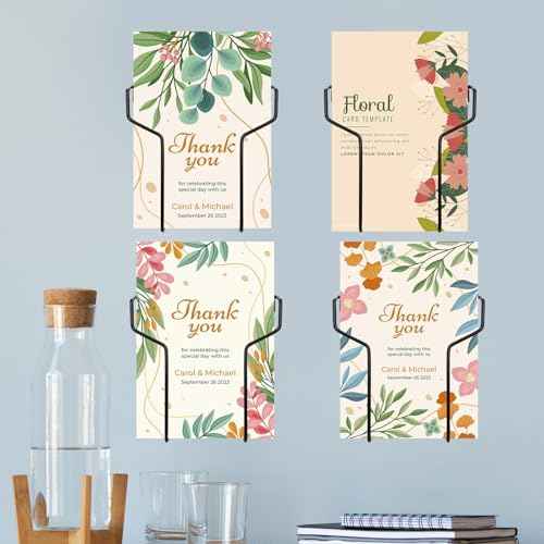 Wall Mount Greeting Card Display Stand - 4x6'' & 5x7'' Black Metal Card Display Case & Elegant Wire Organizer Rack for Postcards