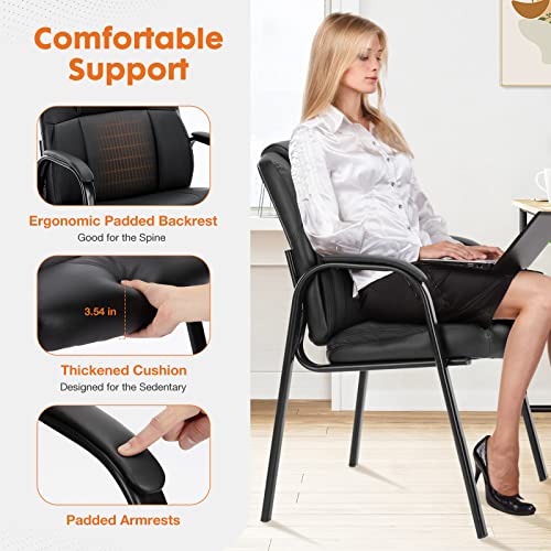 Sweetcrispy Black Waiting Room Chairs Set of 2 - Executive Office Guest Chairs