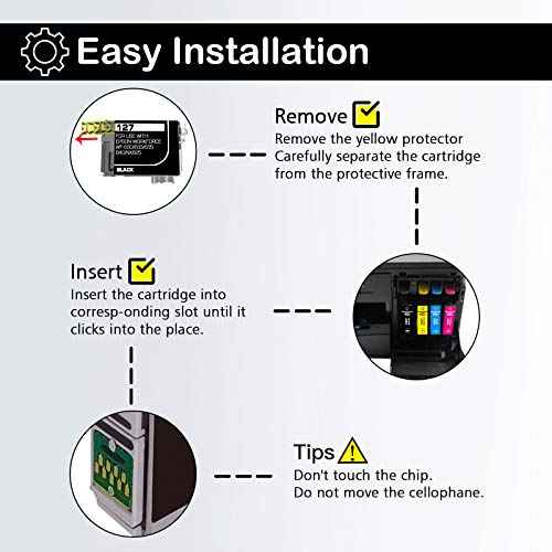 10 Packs T127 Remanufacture Ink Cartridge Replacement for Epson 127 T127 use for Workforce 545 845 645 WF-3540 WF-3520 WF-7010 WF-7510 WF-7520 NX530 NX625 (4 Black 2 Cyan 2 Magenta 2 Yellow)
