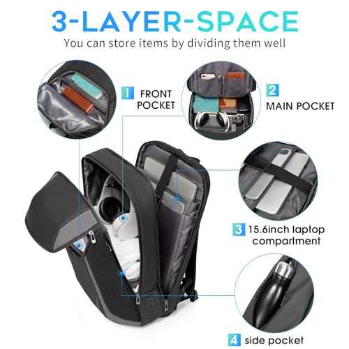 BANGE Travel Laptop Backpack Fits 15.6 Inch Notebook, Business Work Backpack with USB3.0 Fast Charging Port, Waterproof Travel Backpack With Luggage Sleeve¡¦