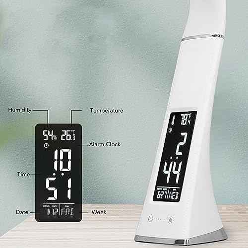 Fockety LED Desk Lamp, Charging Eye Caring 3 Modes Reading Lights Digital Display Touch Control Desk Light for Office, Study, Dorm