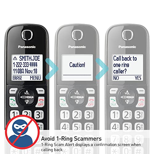 Panasonic Cordless Phone with Answering Machine and 2 Black Handsets - Reliable Landline System