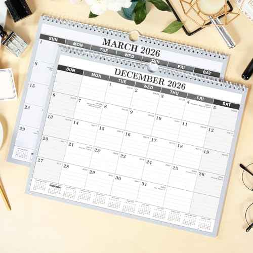 2026 Calendar - 2026 Wall Calendar, Jan. 2026 - Dec. 2026, 14.6'' x 11.4", Large Wall Calendar with Highlighted Holidays, Twin-Wire Binding, Calendar for Planning