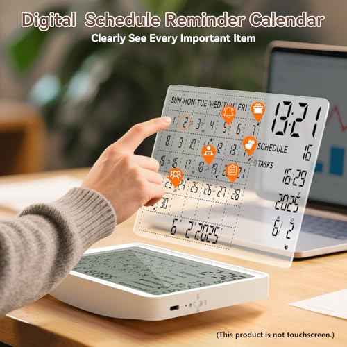 Digital Calendar, All-in-one Smart Calendar Wall & Desk Mountable, 90-Day Battery Life, Schedule Planner Desk Digital Organizer with Tasks & Reminders for Business Office Home School (White, 8)
