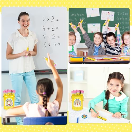 Yellow Wooden Classroom Name Sticks Set with Storage Box - 49 Pcs