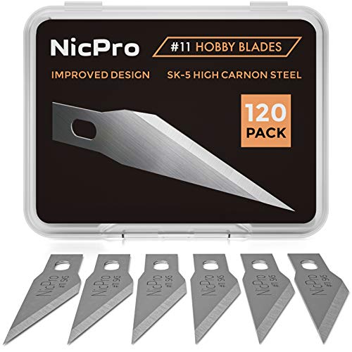 Nicpro #11 Hobby Blades Refill Set, SK-5 High Carbon Steel Precision Cutter