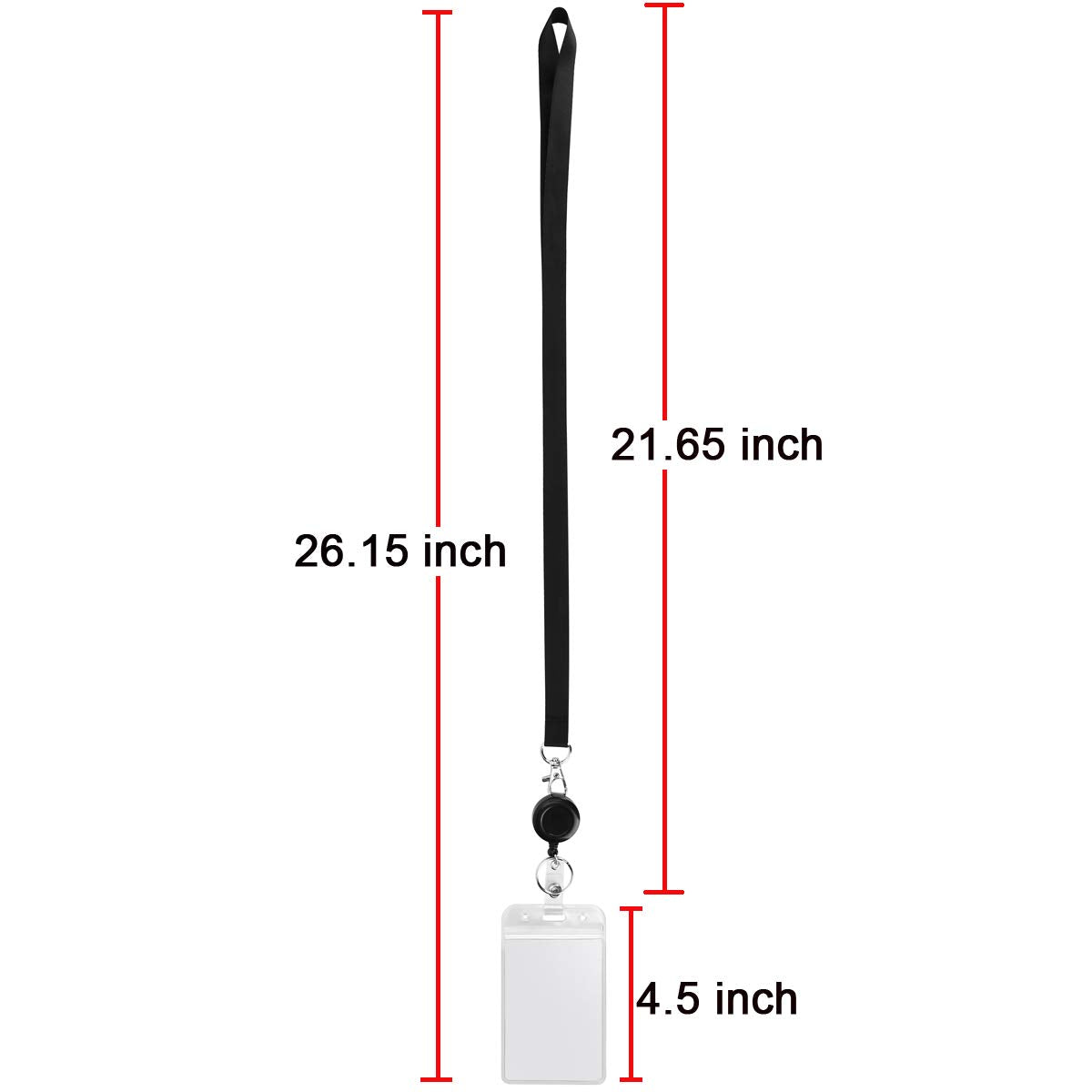 2Pack Black Lanyards,Retractable Badge Reel with Vertical ID Badge Holder