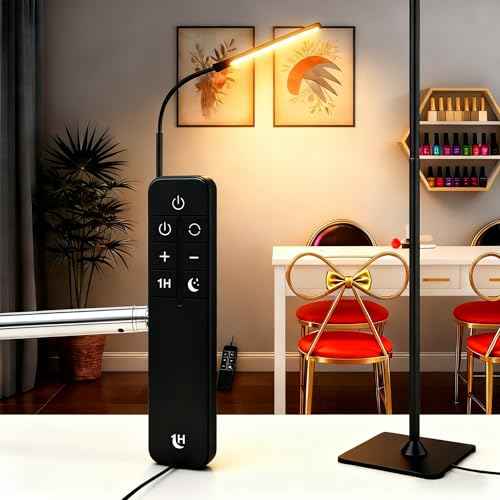 Floor Lamp, LED Standing Lamp with Remote & Touch Control, Dimmable Brightness & 3 Color Temperatures, Adjustable Gooseneck Reading Light for Living Room, Bedroom, Office