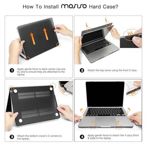 MOSISO Compatible with MacBook Air 13 inch Case 2025 2024 2023 2022 M4 A3240 M3 A3113 M2 A2681, Plastic Hard Shell&Keyboard Cover&Screen Film&Pouch for MacBook Air 13.6 inch Case, Crystal Midnight