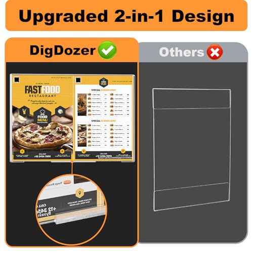 12 Pcs Acrylic Sign Holder 8.5 x 11, Dual-Purpose Wall Mount Sign Holders with Adhesive, Clear Plastic Frames Paper Display Sign Holders for Office, Store, Restaurant - Horizontal or Vertical
