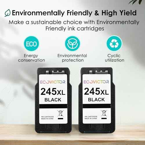 EcoVictor 245XL Black Ink Cartridge Replacement for Canon 245 XL PG-245 XL (Black 2 Pack) Compatible to Pixma MX490 MX492 MG2522 TR4520 TR4500 TS3122 TS3322 MG2520 MG2500 MG3022 TS3320 TR4522 Printer