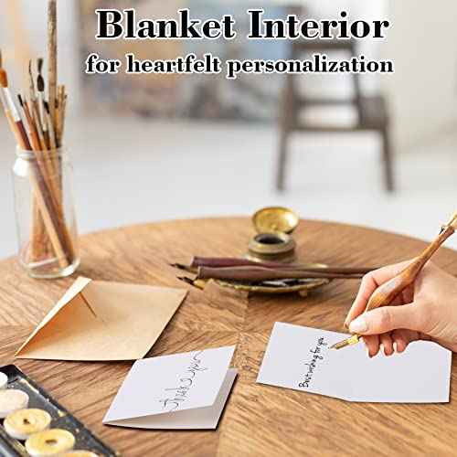 Teling 200 Set Thank You Cards with Envelopes Bulk, 6 x 4 Inch Blank Thank U Greeting Notes with Brown Kraft Envelopes Stickers Thankyou Card Set for Graduation Wedding Birthday Baby Shower(White)