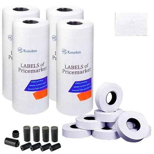 16,000 Pcs 2 Line Refill Price Marking Labels Stickers for MX6600,MX6602,YH689 & Most Other 2 Line Price Gun,40 Rolls with 3 Discount Stickers,2 Gloves and 4 Ink Rolls, Ideal for Retail, Shop (White)