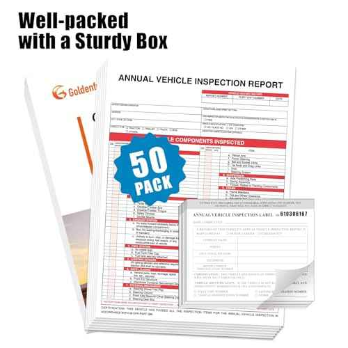 50 Pack Inspection Forms and Stickers. 3-Ply Carbonless Annual Vehicle Inspection Report (8.5" x 11.75") with 2-Ply Vinyl White Interior fmcsa Annual Inspection Sticker(5"x4")
