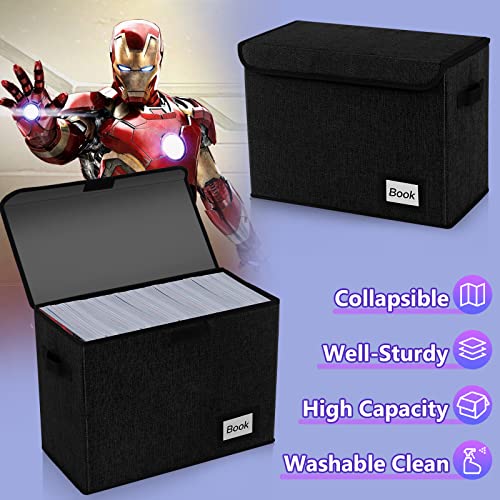 Black Collapsible Comic Book Storage Box 15.8x7.8x11.8 Inches Holds 160-180 Comics