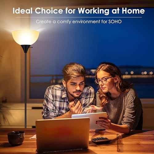 BoostArea Floor Lamp, 70.1¡± Tall Lamp, LED Black Floor Lamp, E26 Base, Eye-Caring, Modern Torchiere Floor Lamps for Living Room, Bedroom, Office£¨Bulbs not Included£©