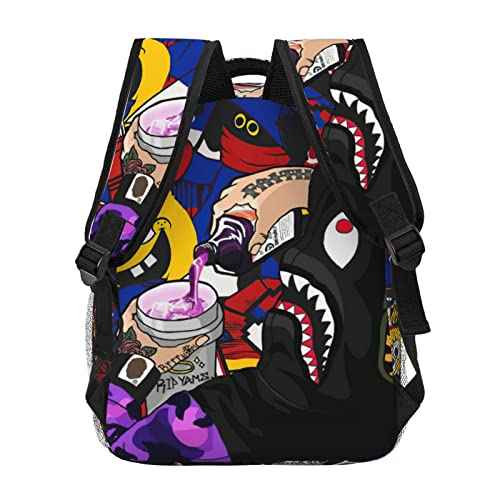 Backpack Shark Teeth Camo Backpacks Travel Laptop Daypack Big Capacity Bookbag Fashion Durable Back Pack for School Boy Girl Men and Women-SuperGraffiti