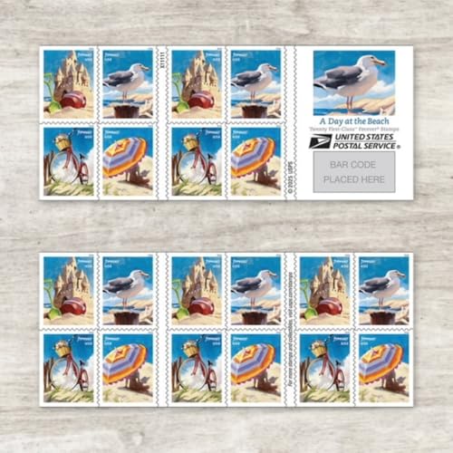 USPS Forever Stamps - 20 Seaside Beach Scenes Collectible Booklet