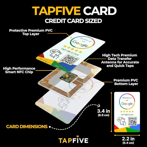 3-Pack Reusable NFC & QR Google Review Tap Cards for Business - TapFive