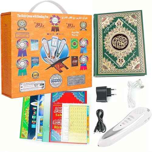 Quran Reading Pen Ramadan Digital 16GB Memory Downloading Reciters and Languages English Arabic Urdu French Spanish German etc,with 6 Holy Quran Books for Kid and Arabic