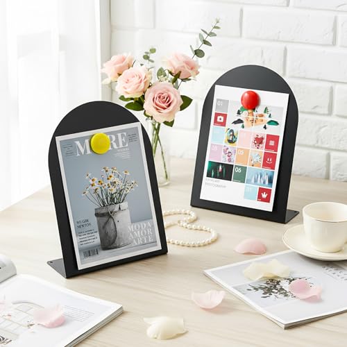 Black Magnetic Bulletin Boards 2 Pack 10x7 Inch Arched Display Stand for Home Office School