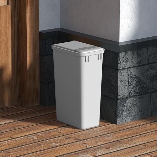 52.8QT Stackable Plastic Trash Can - Dowell 50L Wastebasket, Grey, Kitchen & Office