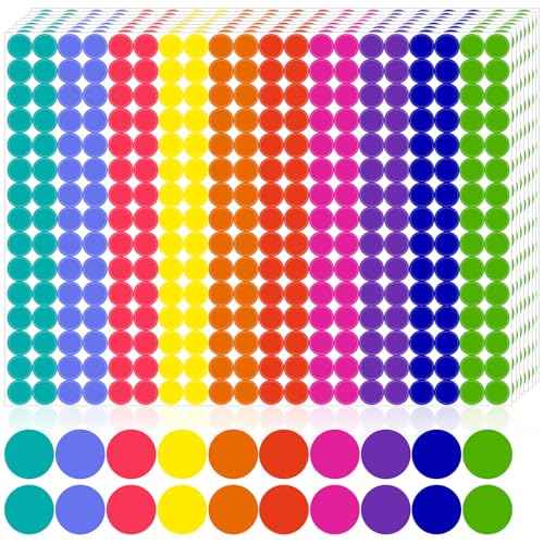3000 PCS 1/2 Inch Colored Dot Stickers Round Color Coding Labels Circle Dots Labels Price Stickers Polka Circle Dots Sticker Label Sticker for Office, Classroom, Papers Etc
