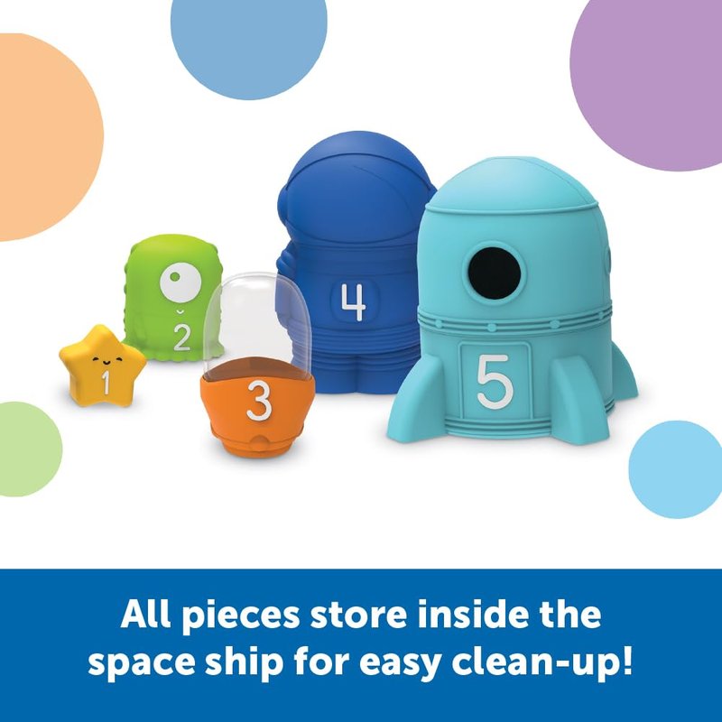 Learning Resources Nesting Space Surprise, Preschool Learning Activities, Fine Motor Skills, Montessori Preschool Toys, Space Toys, Ages 18 Months+, 9 Pieces