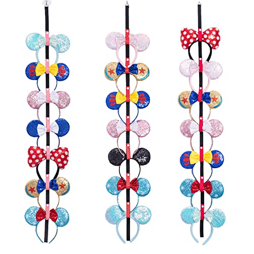 Gocasmus 3 Pcs Mouse Ears Headband Holder Wall Organizer Display Stand - Red