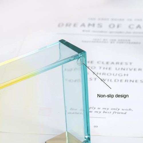 Koqye Acrylic Rose Gold Pen Holder & Memo Pad Sticky Notes Holder - Desk Organizer Set for Office & Home Decor (Yellow & Green)