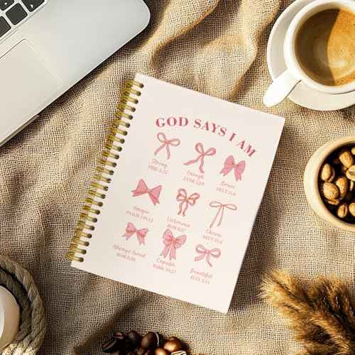 Bible Journal for Women, Christian Prayer Journal Pink Notebook Gifts for Teen Girls Kids, Bible Study Supplies, Coquette Preppy Bows Cute Church Faith Journaling Hardcover Spiral Notebook 5.5 X 8.3