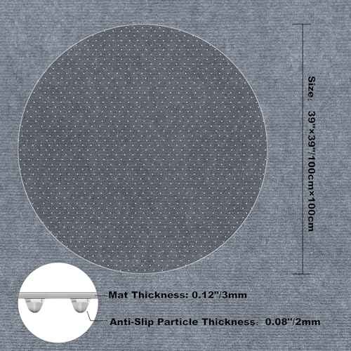 Thickened Office Chair Mat for Carpet, 39"¡¿39" Round Rolling Gaming Chair Mat with Anti-Slip Particles, Clear Heavy Duty Floor Protector for Office&Home
