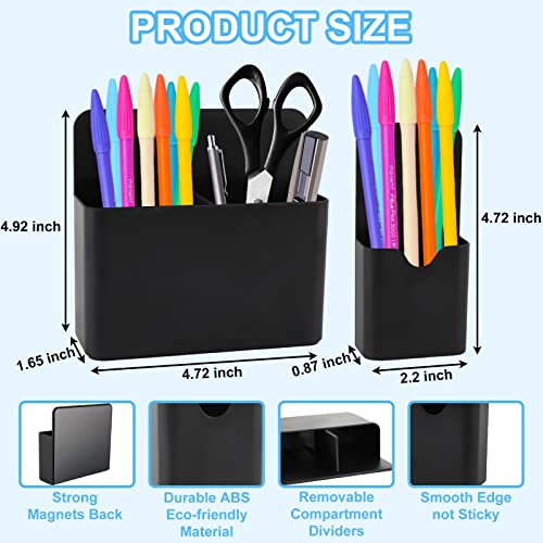KITANIS Magnetic Pen Holder Black, 2 Pack, Strong Magnet & Adjustable Dividers