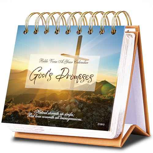 Desk Calendar - Bible Verse Desk Calendar Flip, 4.9" x 4.5", Undated Daily Bible Calendar, Perpetual Calendar, 366 Days of Inspirational Quotes