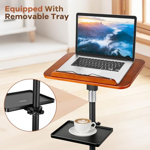 Adjustable Lectern Podium Stand with Wooden Panel and Storage Tray