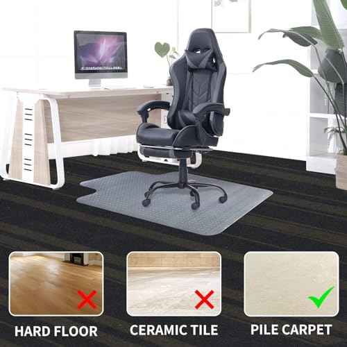 SHAREWIN Chair Mat for Carpeted Floor with Lip,47''¡¿36'' PVC Carpet Protector for Low Pile Carpets Heavy Duty Effective Grip Anti-Slip,Won't Crack,Easy to Clean for Office and Home