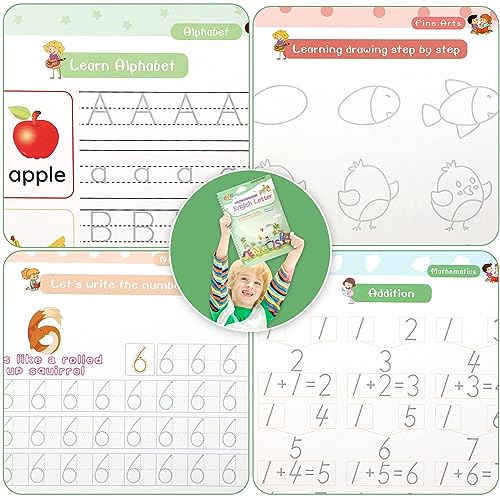 Big Tree 6-Pack Reusable Handwriting Practice Copybooks for Children with Magic Ink & Templates