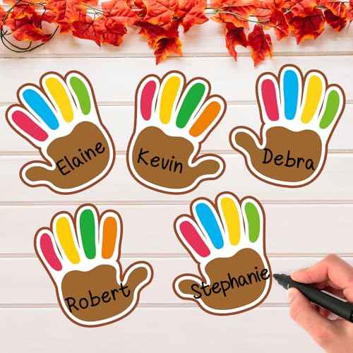 OUNENO Thanksgiving Thankful Hands Turkey Bulletin Board Decoration Big Turkey Handprint Cutouts for Thanksgiving Kindergarten Preschool School Classroom Wall Door (Thanksgiving)