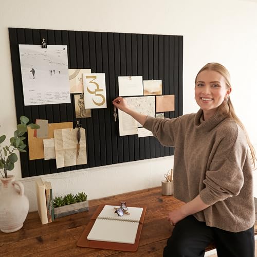 Large Felt Bulletin Board - Stylish Perfectly Sized 35" x 47" Cork Board Alternative for Office & Wall Decor ? 12 Customizable Adhesive Tiles w/Golden Pins are Perfect to Display Your Photos