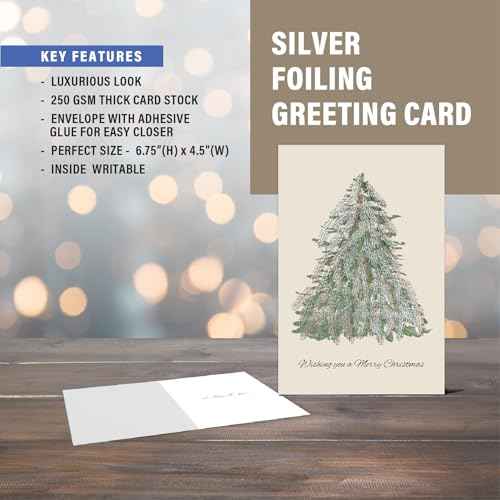 easykart labels Pack of 48 Luxury Christmas Cards Christmas Tree Design, 6.75 x 4.5 Inch Merry Christmas Cards with Seal Stickers For Friends, Family and loved Ones
