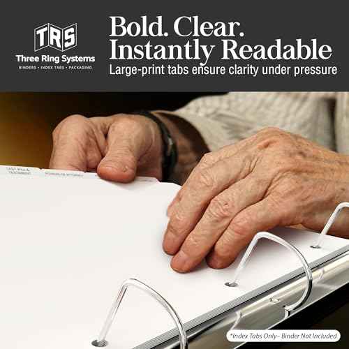 Estate Planning Binder Dividers with Tabs - Pre-Labeled, Laminated Dividers for 3 Ring Binder Dividers with Tabs | Organize Wills, Trusts, Legal, and Financial Documents | 10 Sets x 6 Tab Dividers