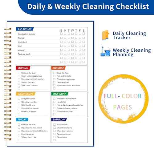 ADHD Cleaning Planner, Cleaning Schedule and Checklist, Undated Daily and Weekly Household Cleaning Checklist Planner, Organize Your Home to Keep Neat and Stress-Free